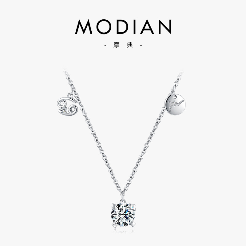 The 925 Sterling Silver Zircon Cancer Zodiac Choker