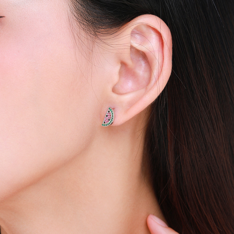 The S925 Sterling Silver Watermelon Earrings - Image 2