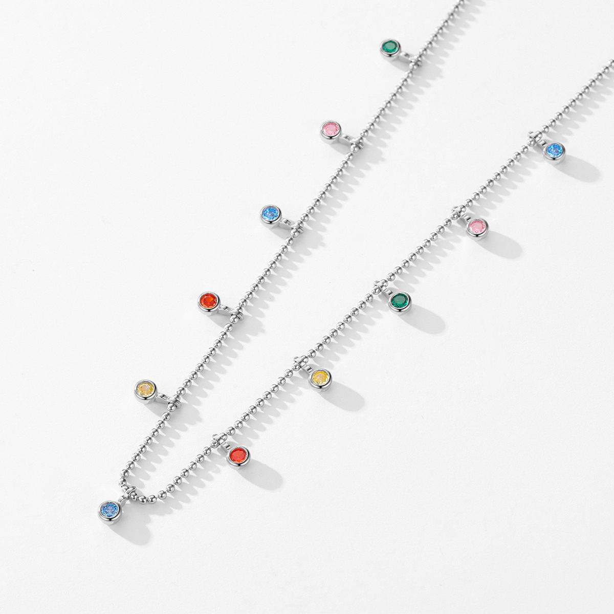 The 925 Sterling Silver Colorful Zirconia Collarbone Chain - Image 4