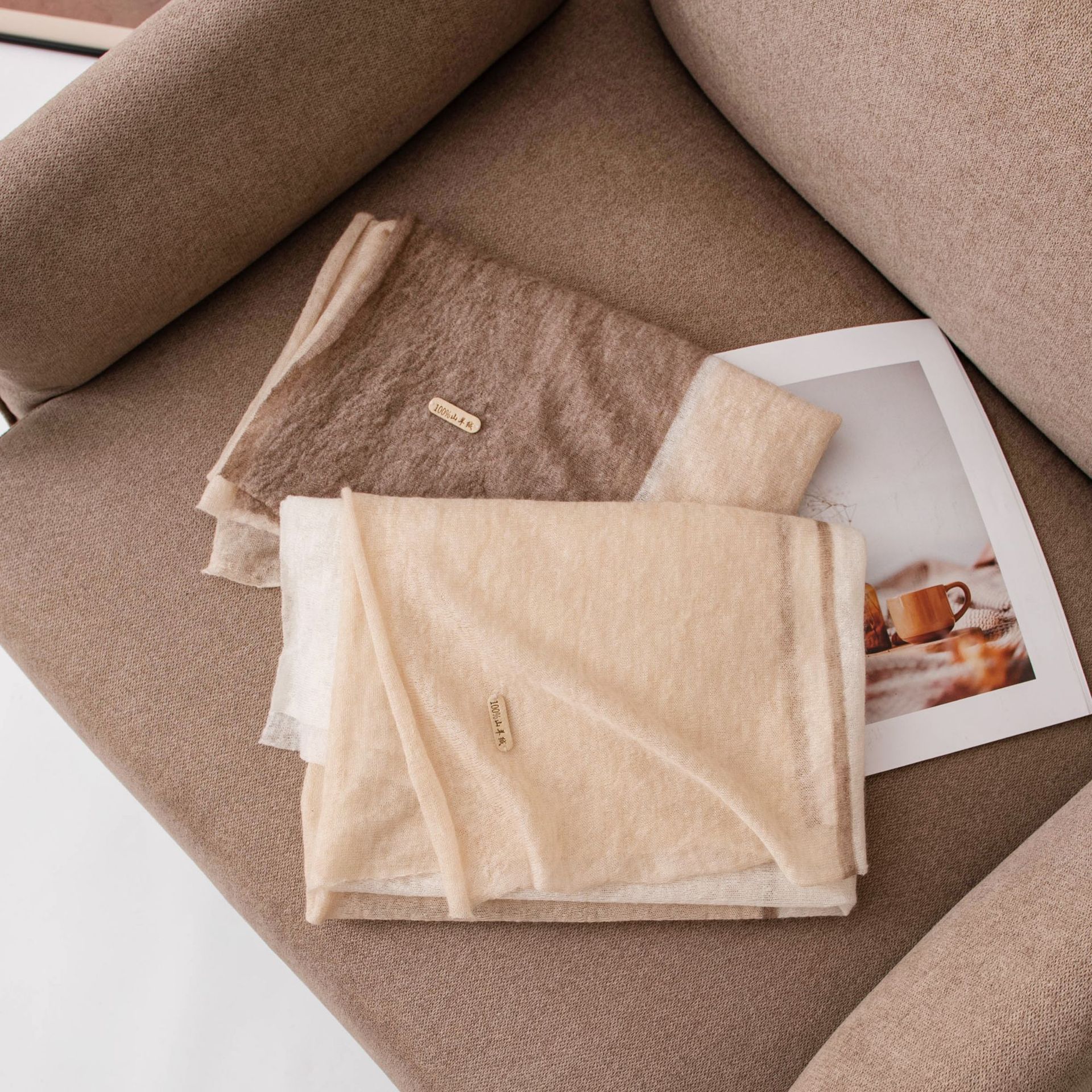 The Lightweight Cashmere Two-Tone Shawl - Image 4