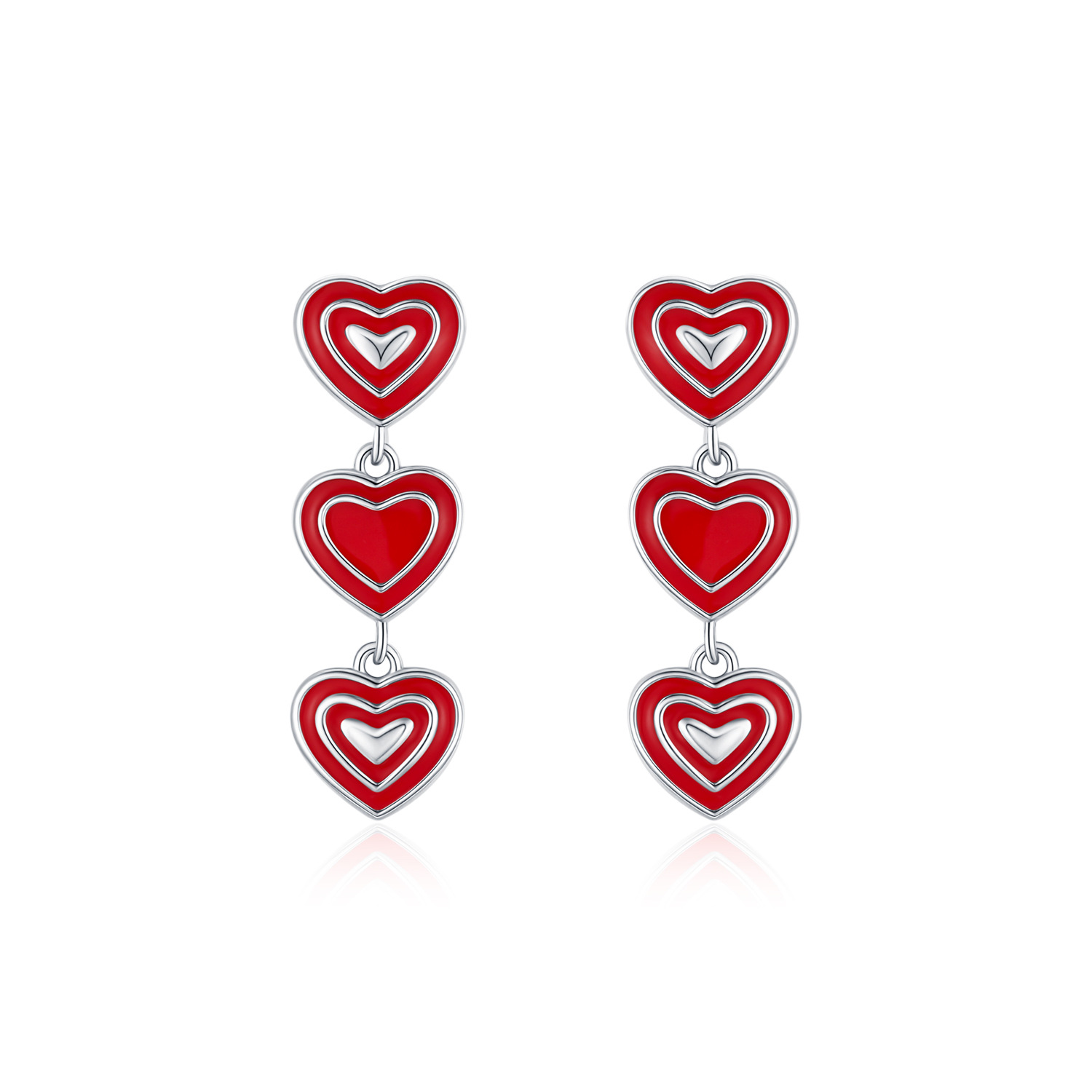 The S925 Sterling Silver Heart Enamel Earrings - Image 5