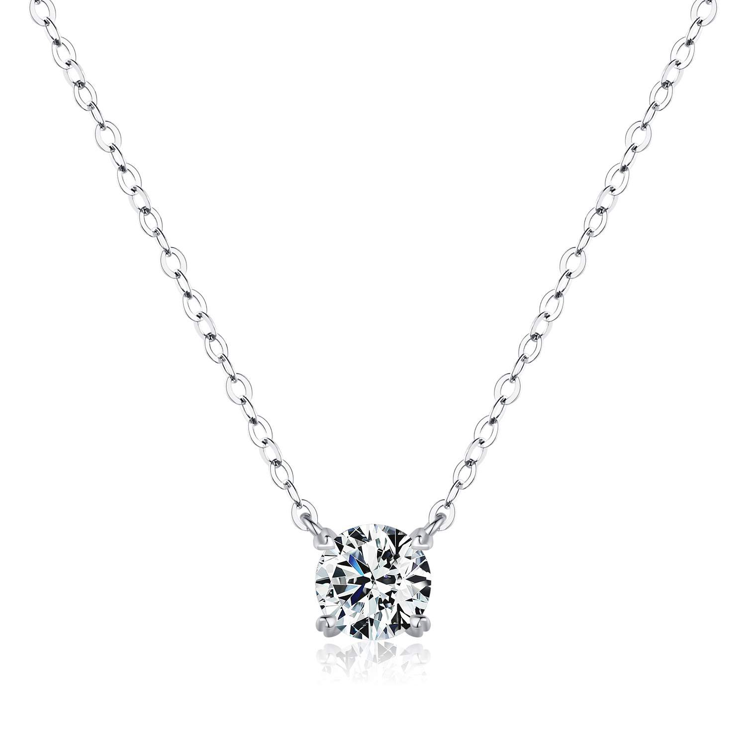The S925 Sterling Silver Four-Prong Moissanite Necklace - Image 5