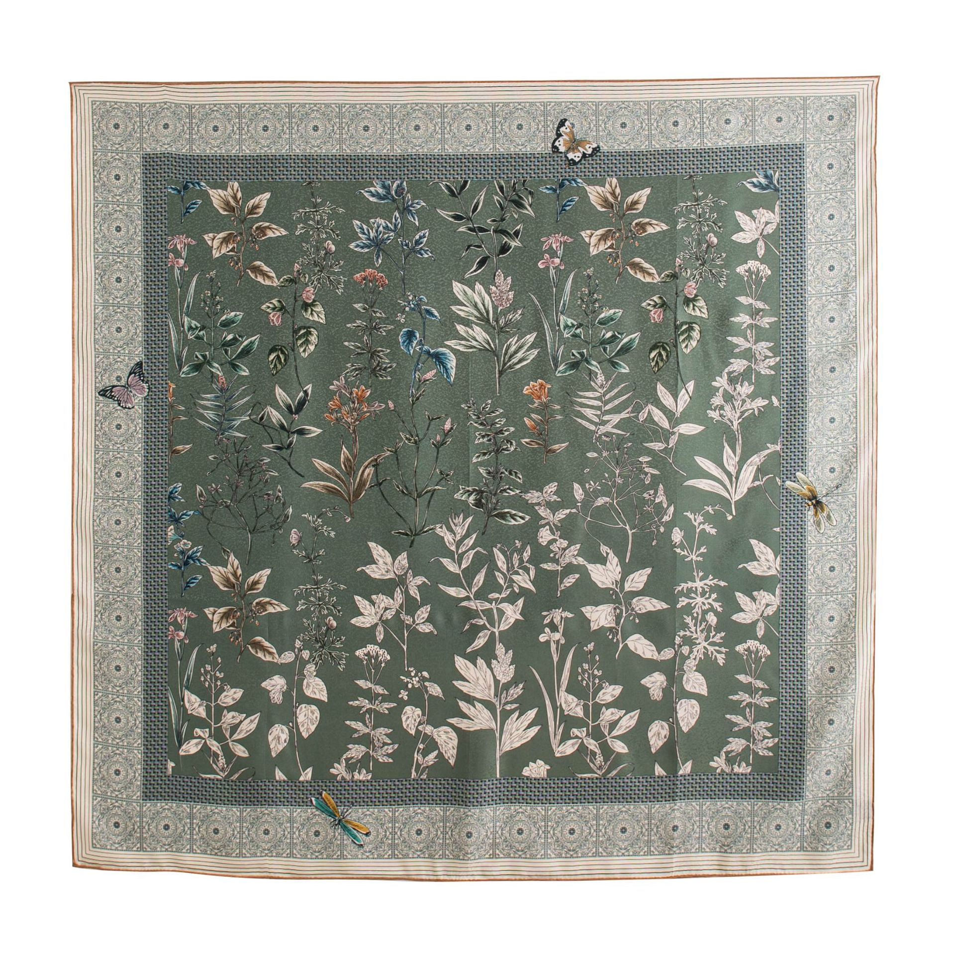 The Double-Sided Snowflake Print Silk Square Scarf - Image 5