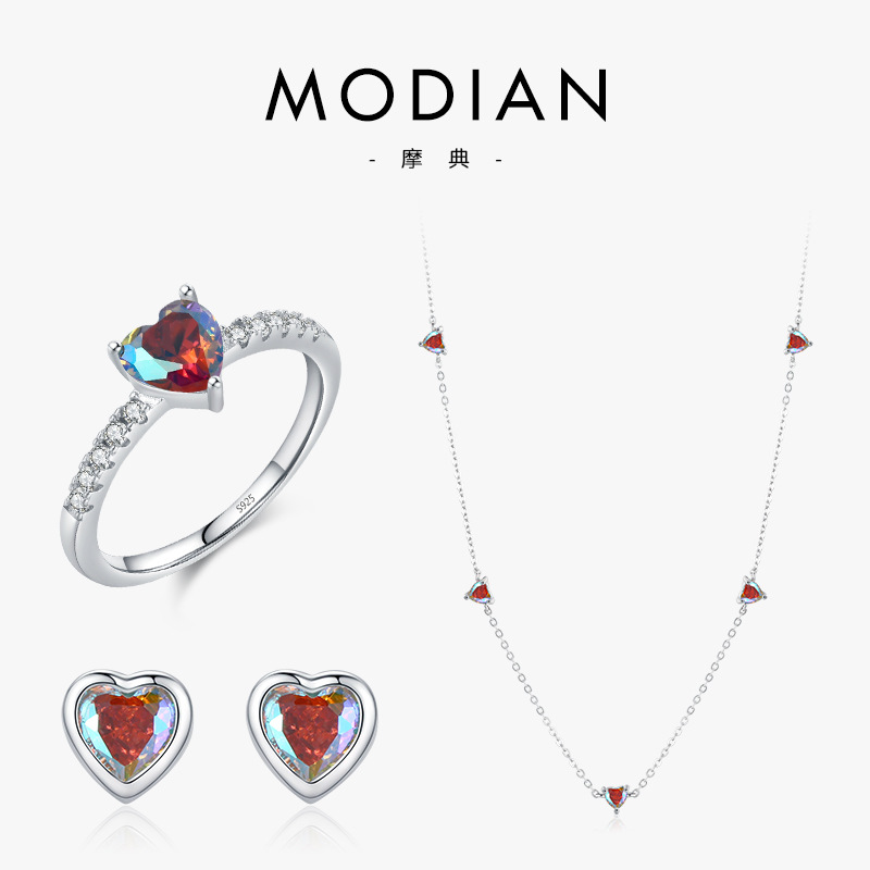 The Sterling Silver Heart Ring and Earrings Set