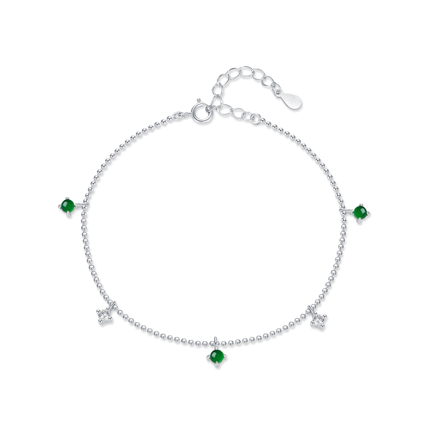The Sterling Silver Emerald Beaded Chain Bracelet - Image 5