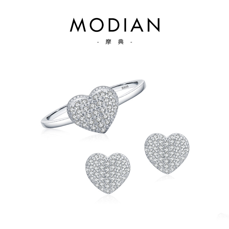 The S925 Sterling Silver Heart Ring and Earring Set - Image 5