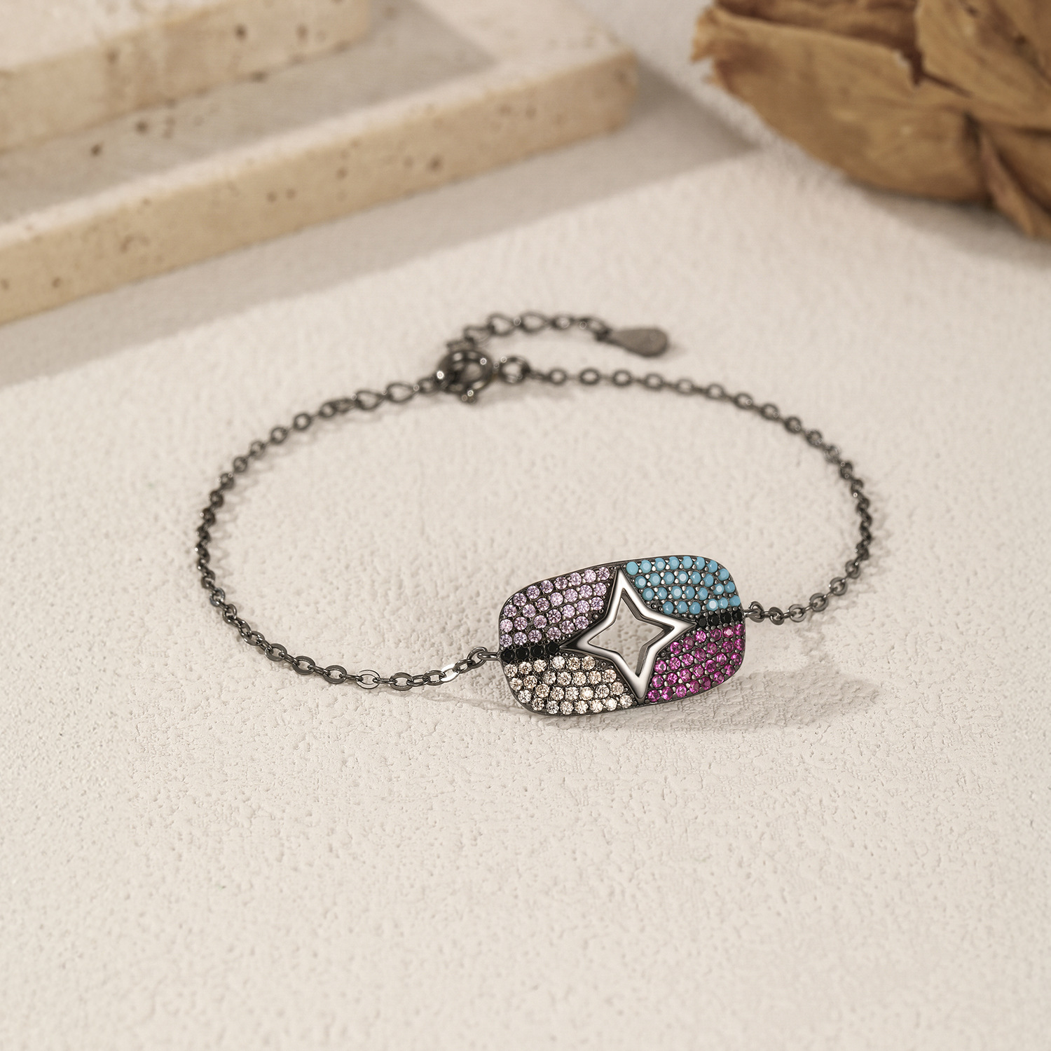 The Sterling Silver Black Gold Star Bracelet - Image 4