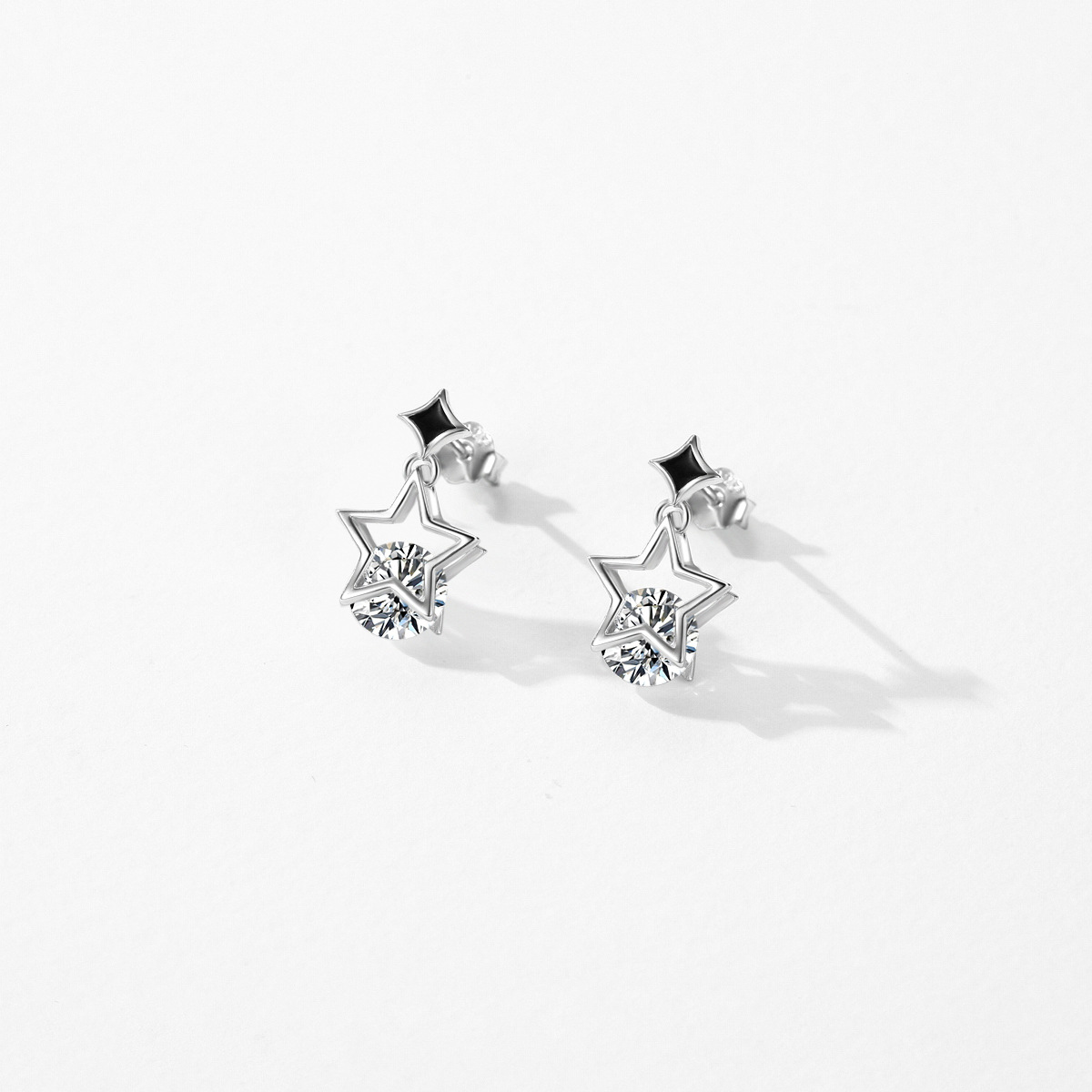 The S925 Silver Hollow Star Stud Earrings - Image 4