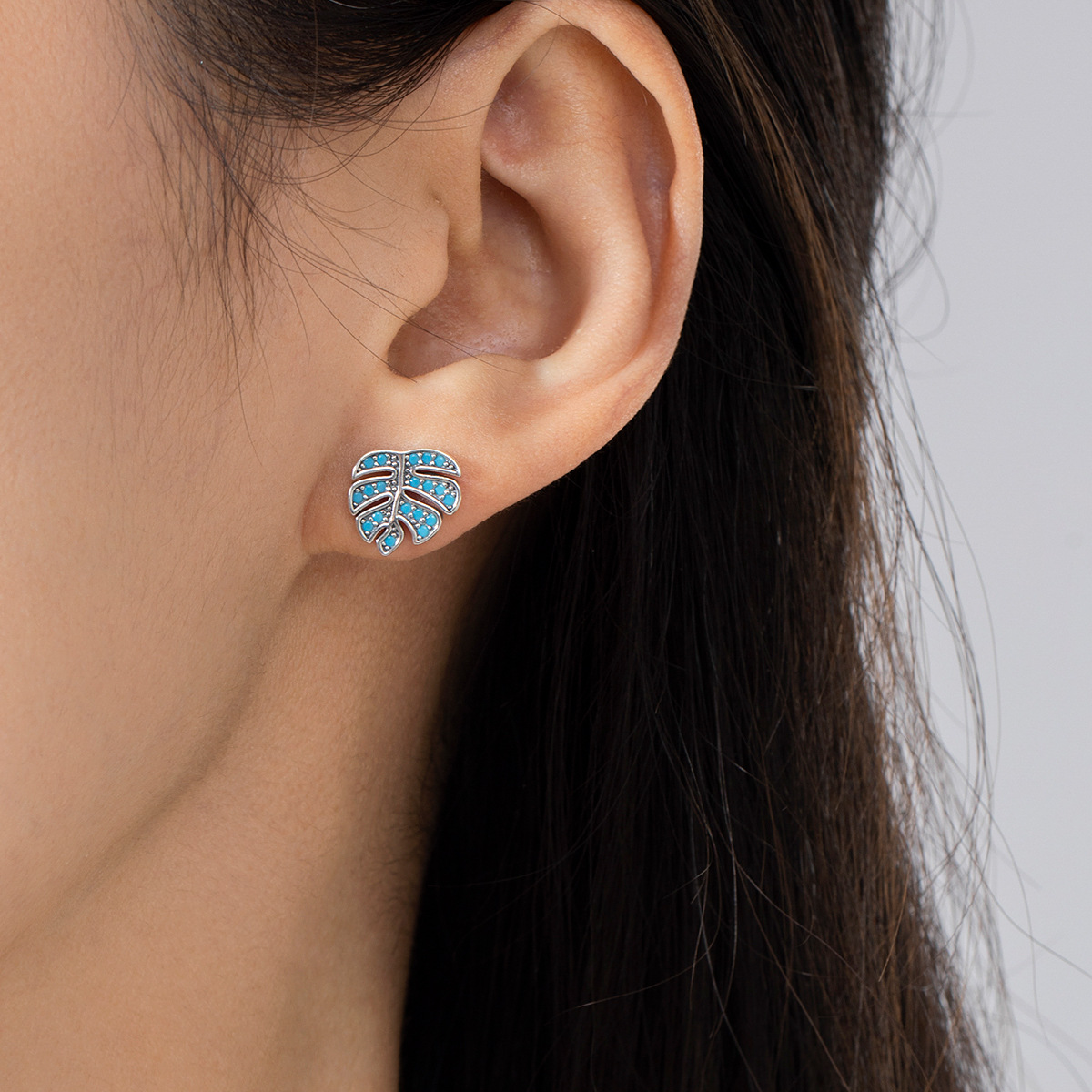The Turquoise Leaf S925 Sterling Silver Earrings - Image 2