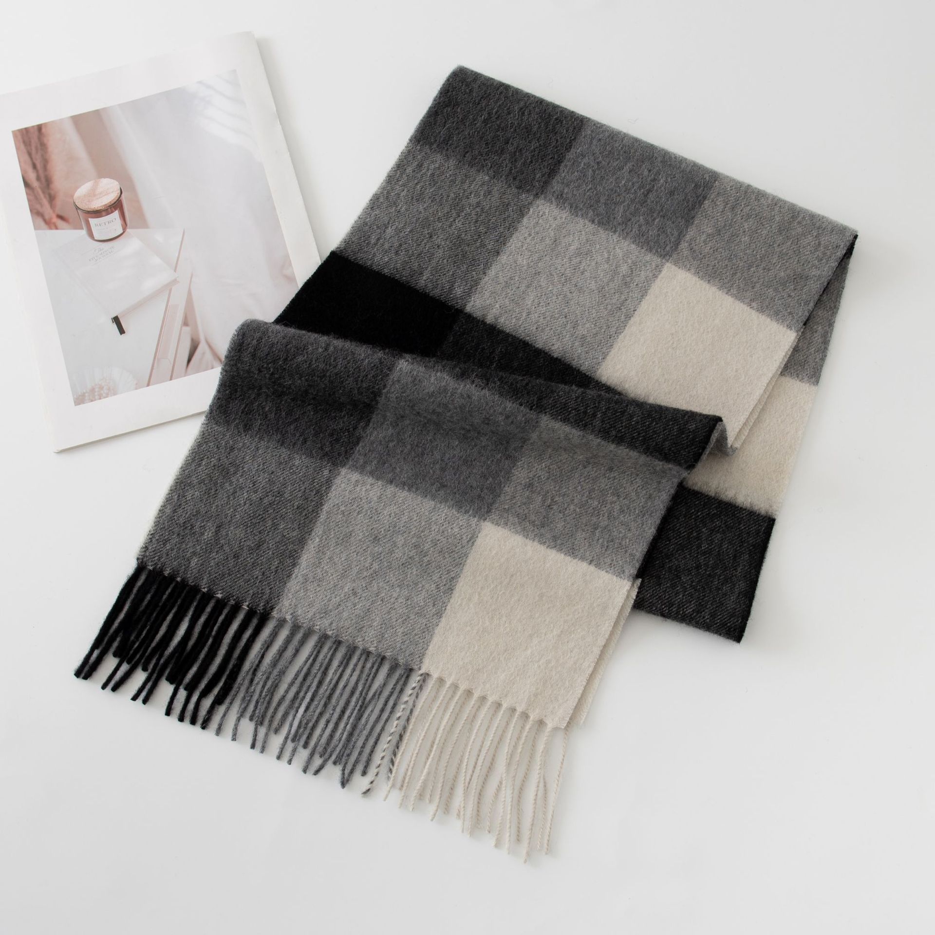 FHY24-7019-2 Gray Black White Plaid