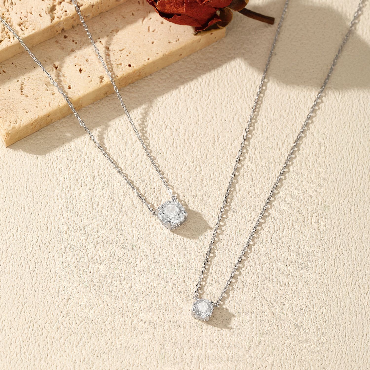 The S925 Sterling Silver Octagon Rose Cut Diamond Necklace - Image 3