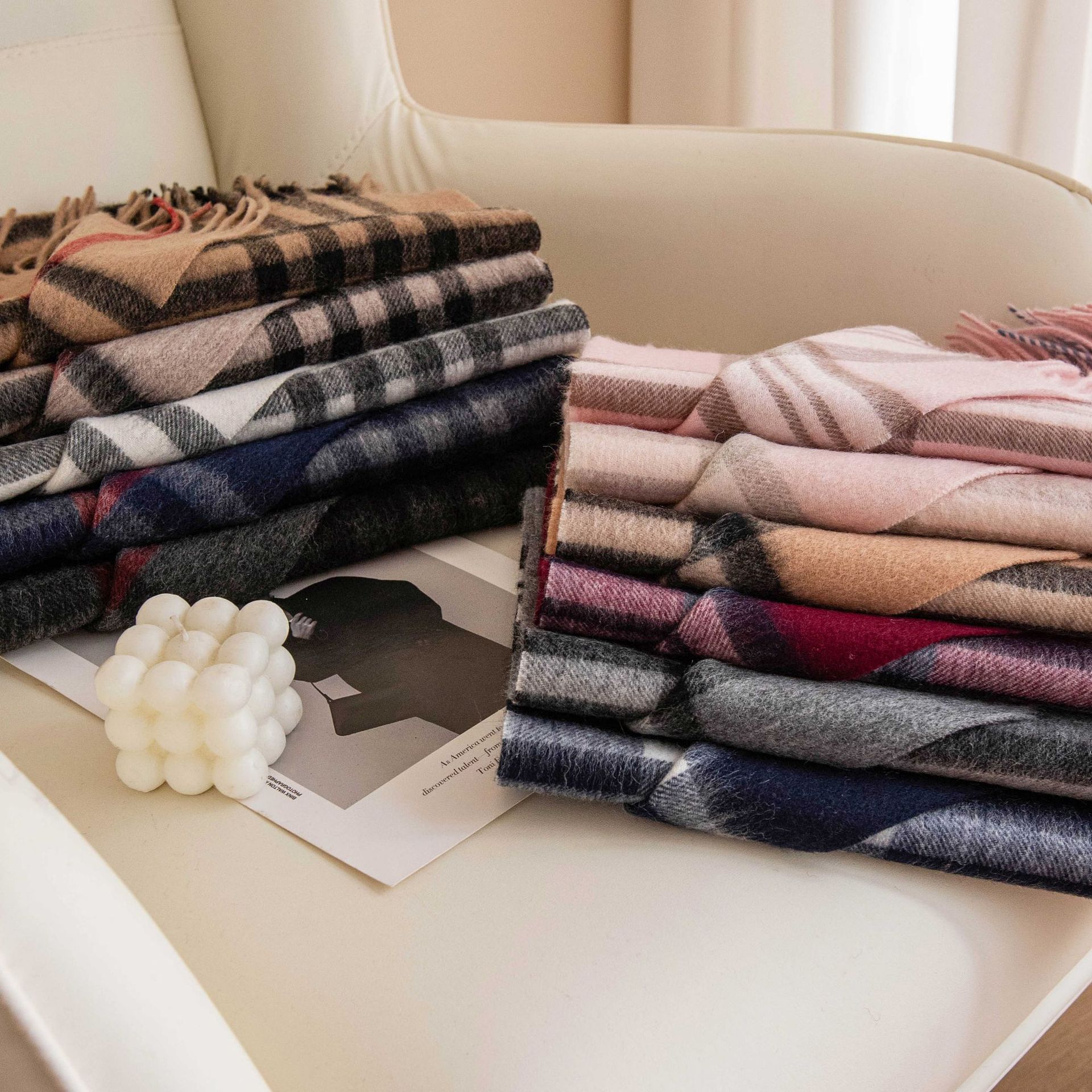 The Striped Plaid Wool Scarf and Shawl
