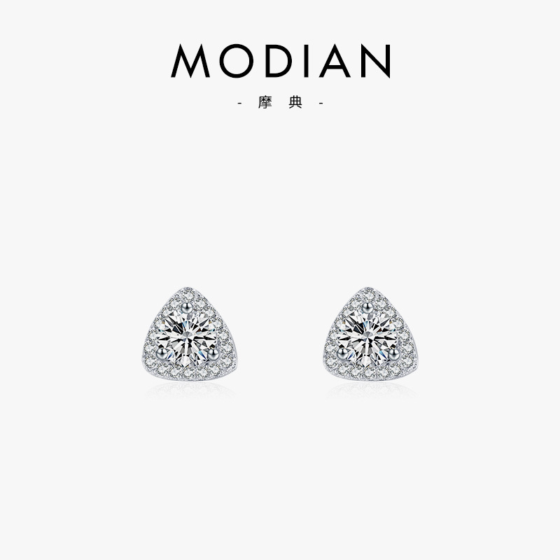 The S925 Sterling Silver Triangle Rhinestone Earrings