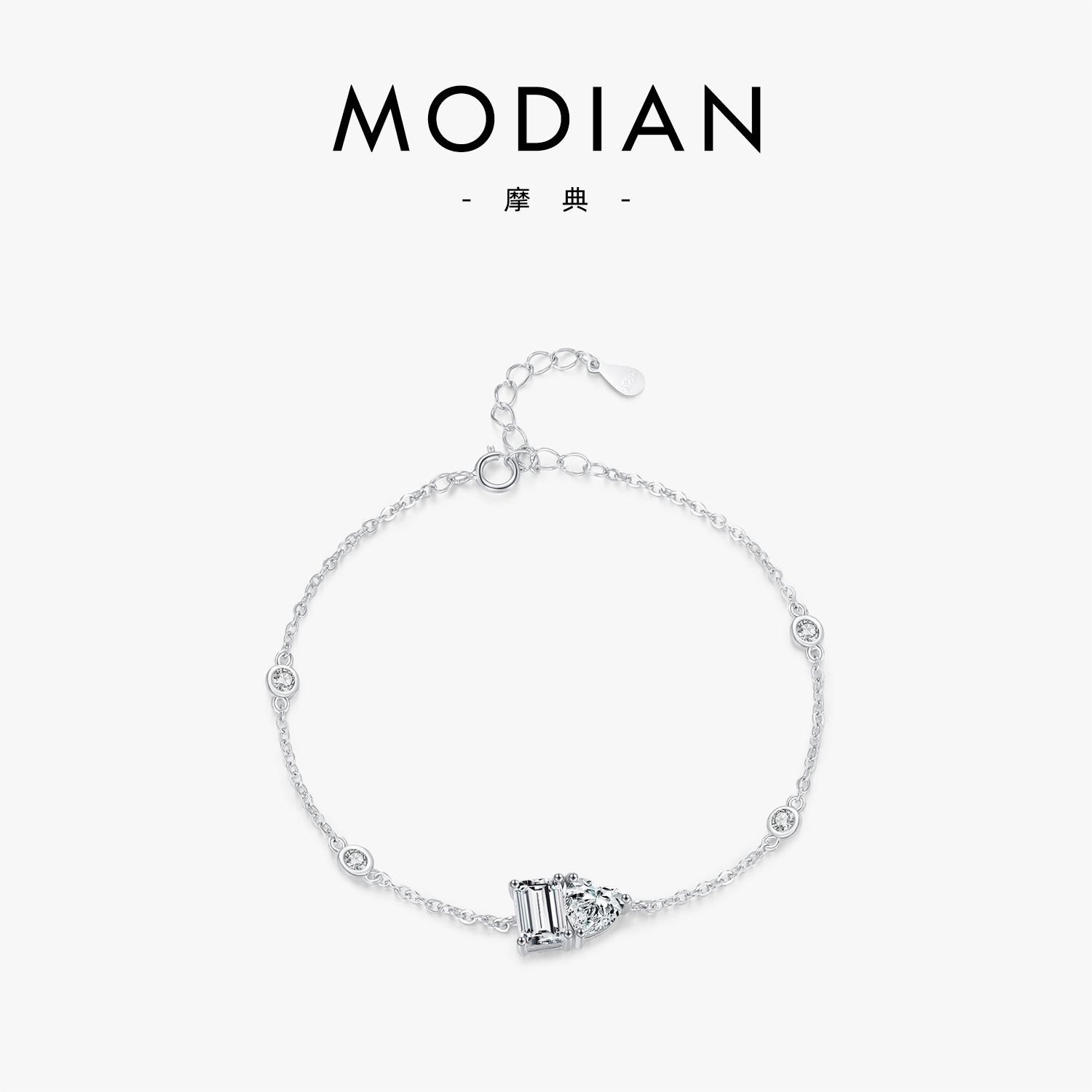The Geometric Diamond Sterling Silver Bracelet