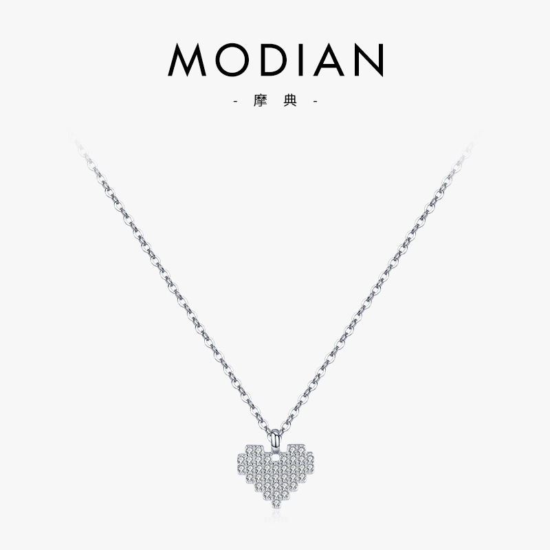 The S925 Sterling Silver Heart Necklace with Diamond Cross