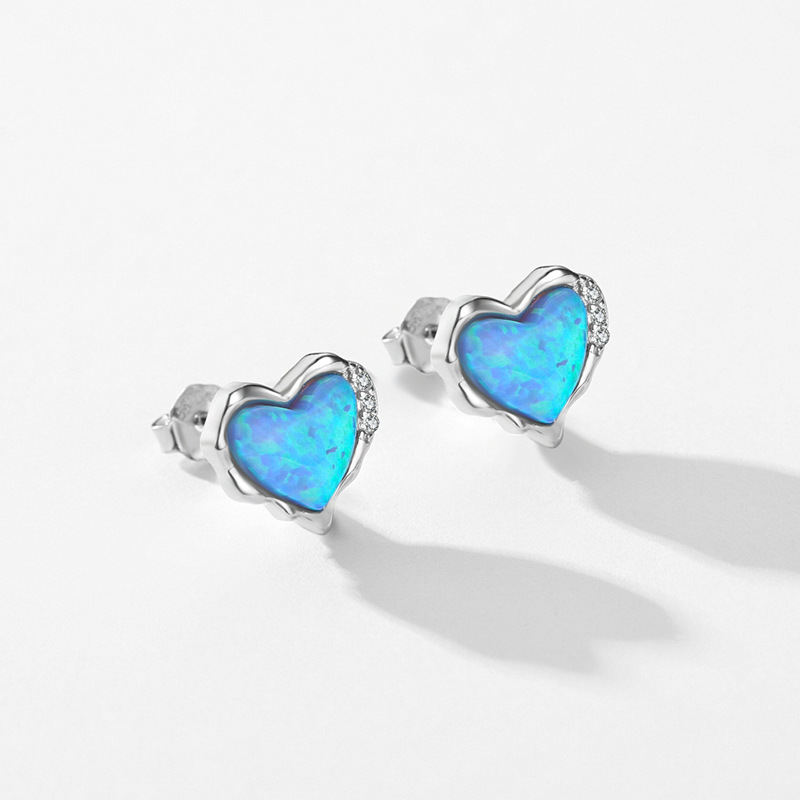 The Heart Opal Earrings in S925 Sterling Silver - Image 4