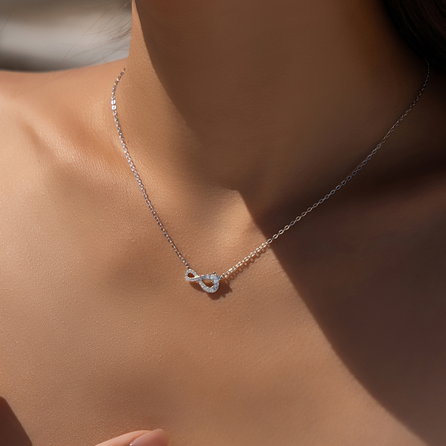 The S925 Silver Mobius Ring Collarbone Chain - Image 2