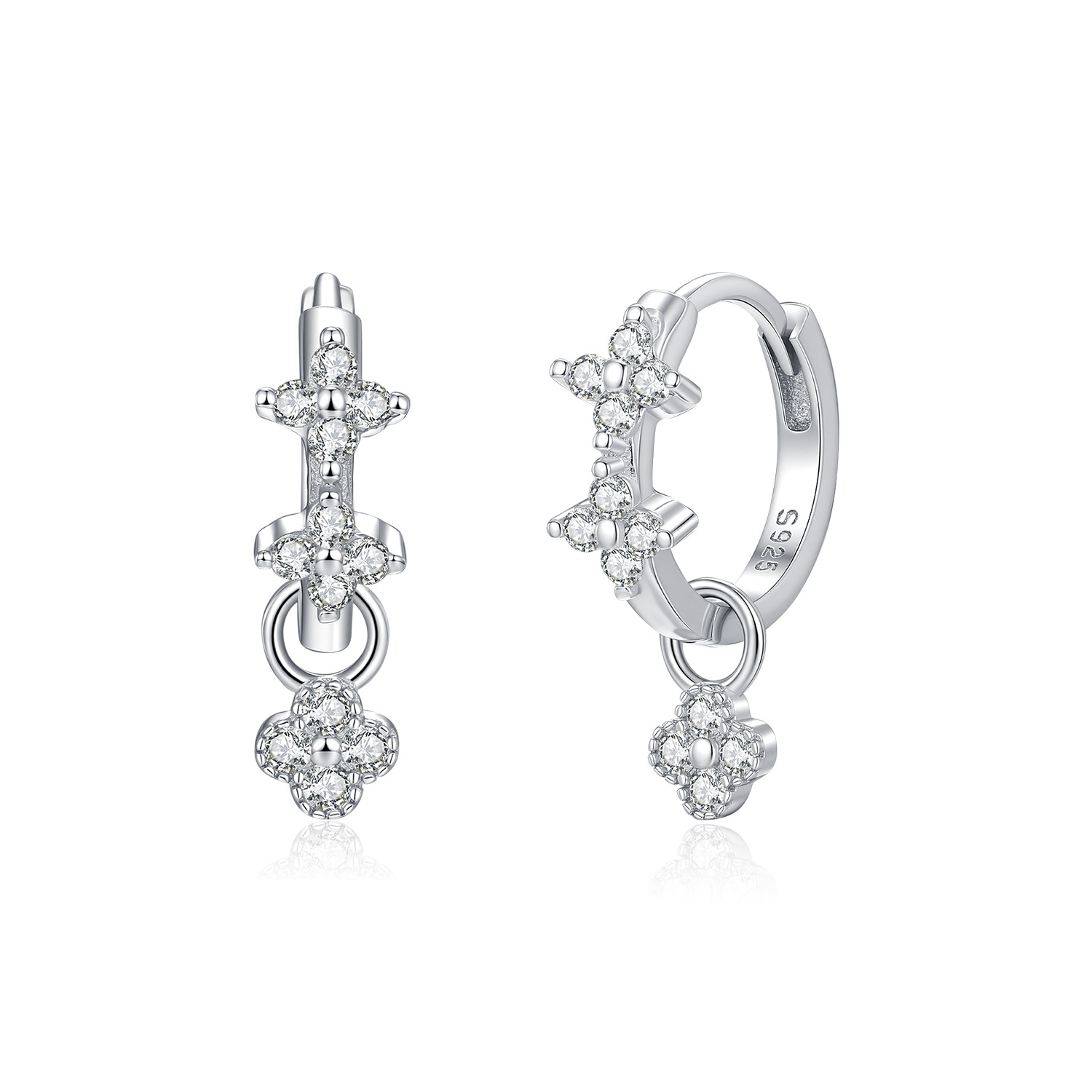 The D Color Moissanite S925 Sterling Silver Clover Earrings - Image 5