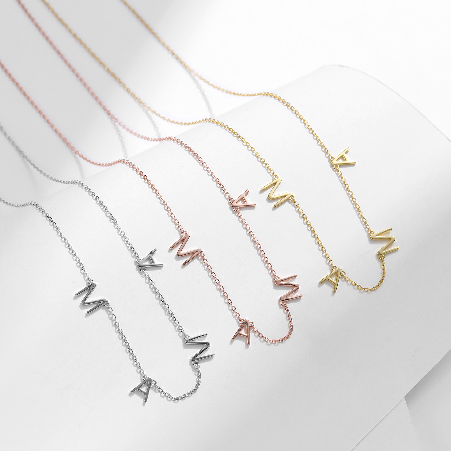 The S925 Sterling Silver Mama Letter Pendant Necklace - Image 4