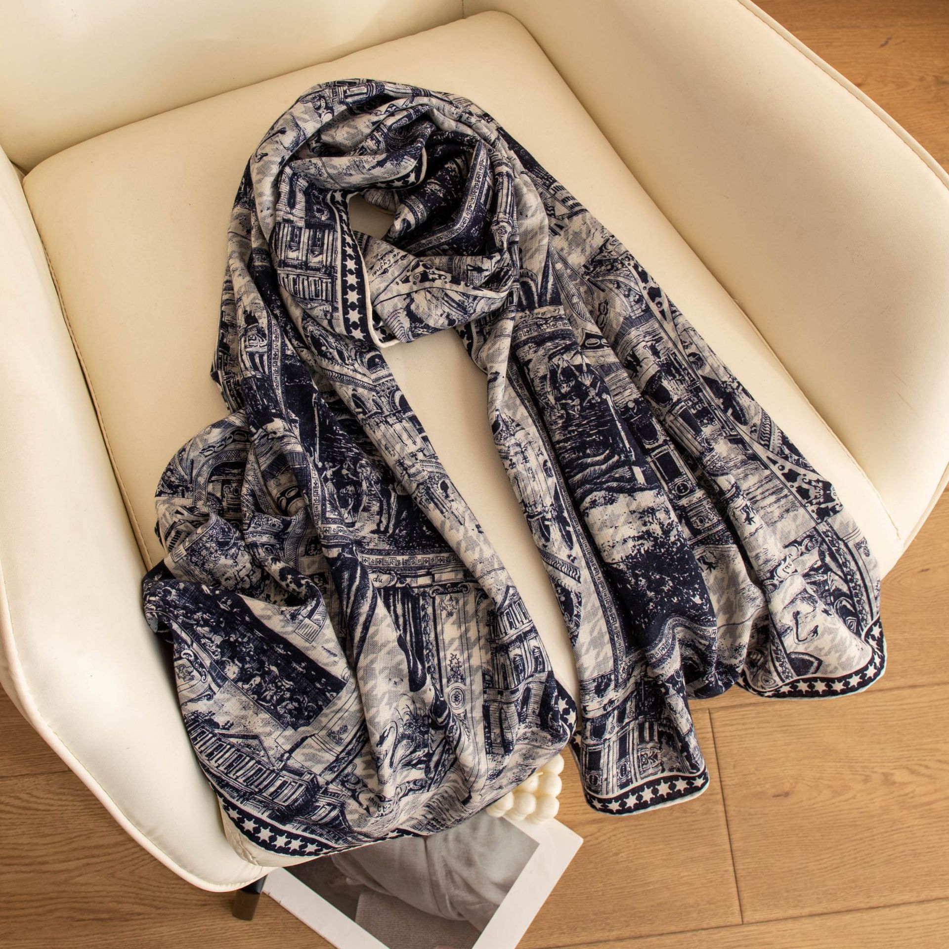 The Hand-Rolled Double-Sided Silk Wool Pashmina Shawl - Image 2