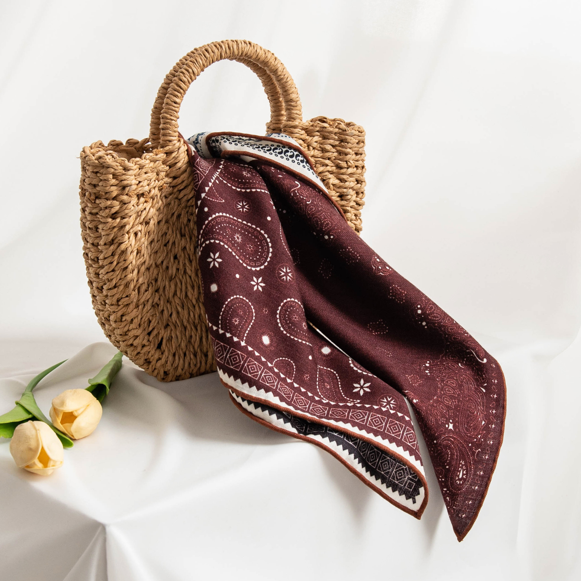 The Vintage Paisley Silk Wool Scarf Shawl