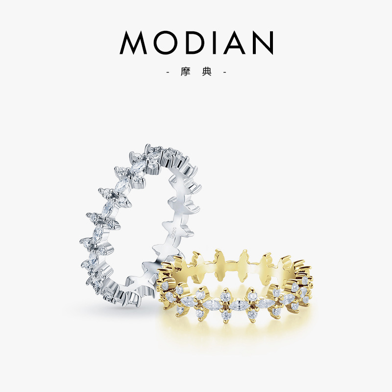 The S925 Sterling Silver Full Zircon Index Finger Ring