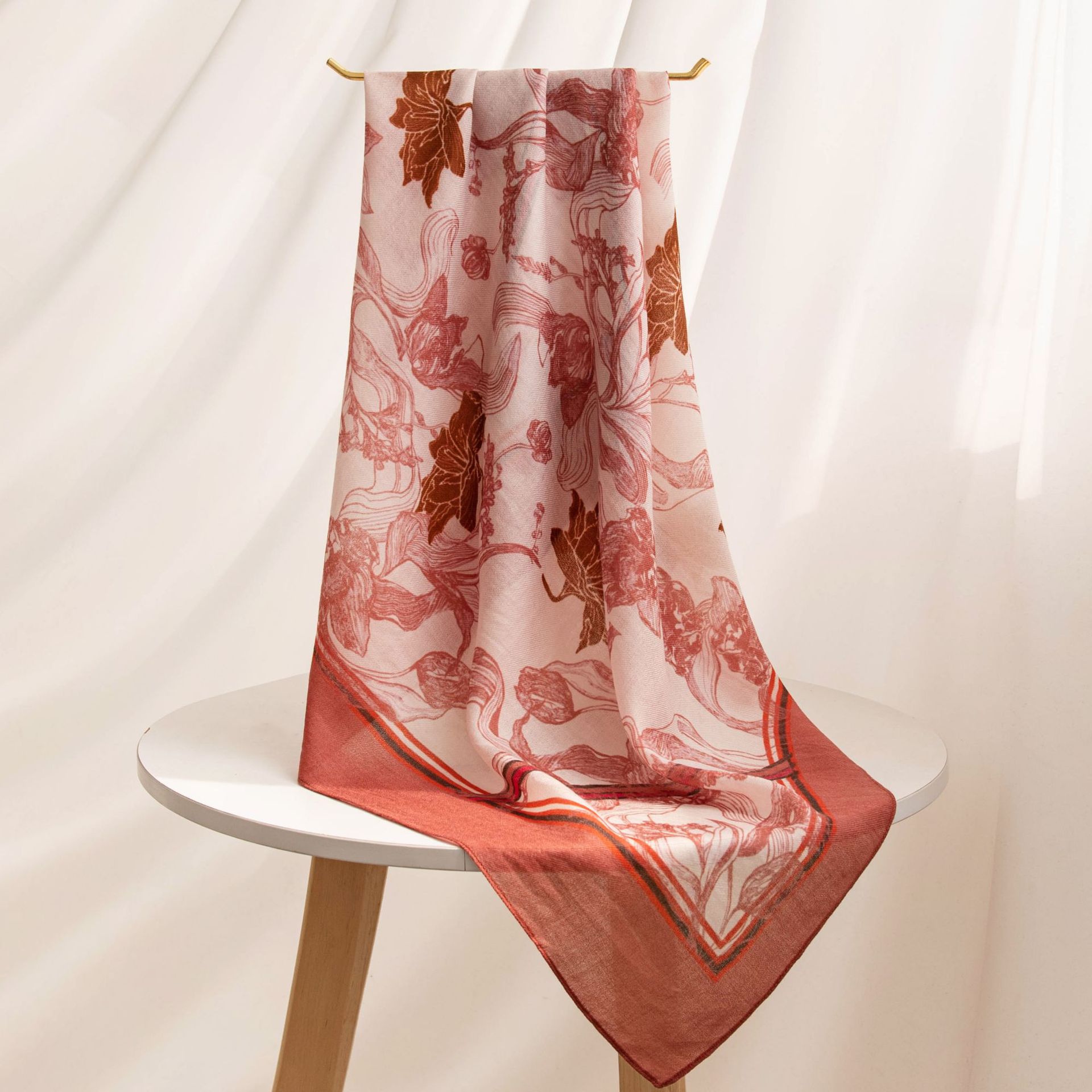 The Floral Print Water-Soluble Wool Scarf - Image 3