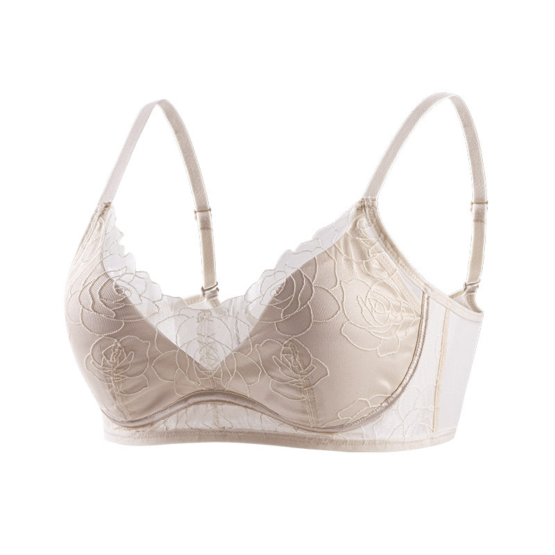 The 19 Momme Wire-Free Mulberry Silk Embroidered Bra - Image 5
