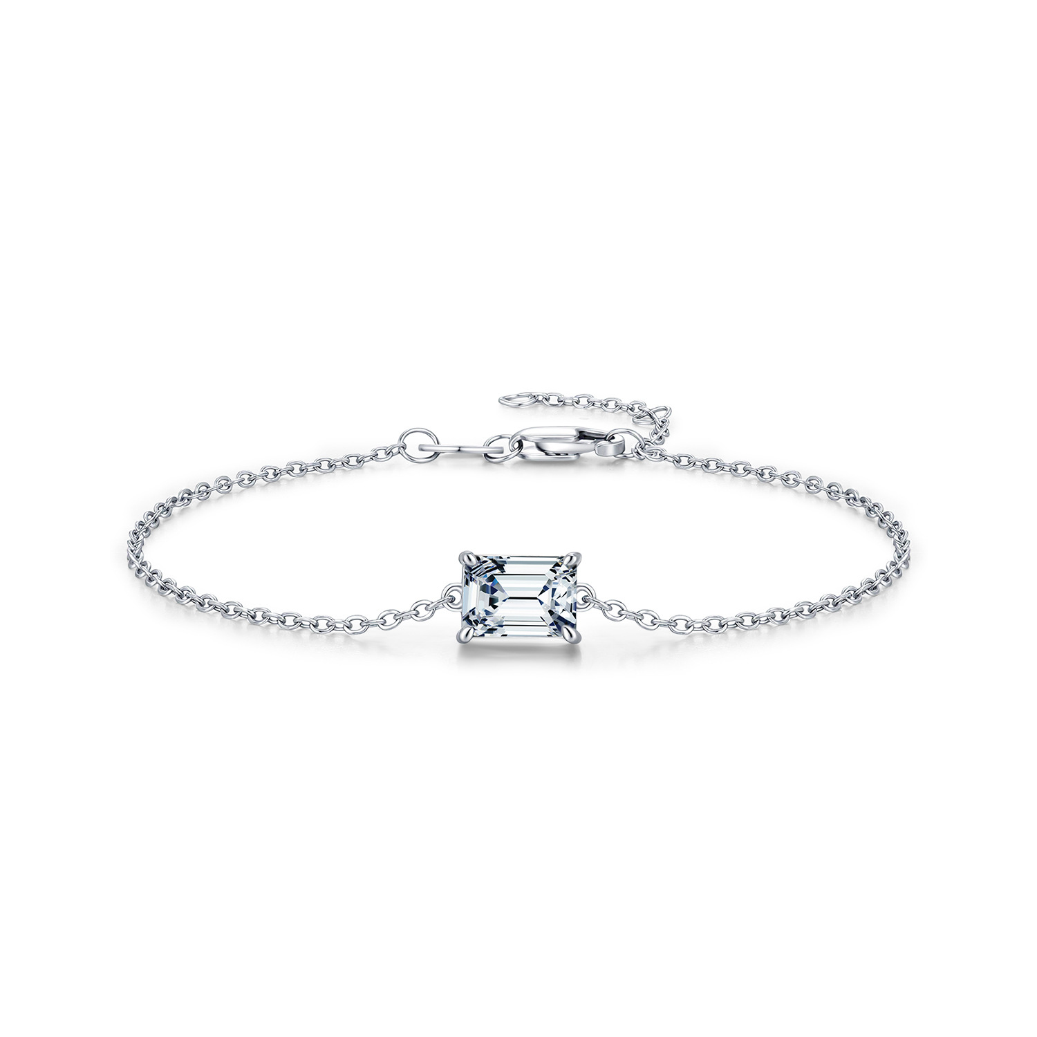 The Emerald Cut Moissanite Sterling Silver Bracelet - Image 5