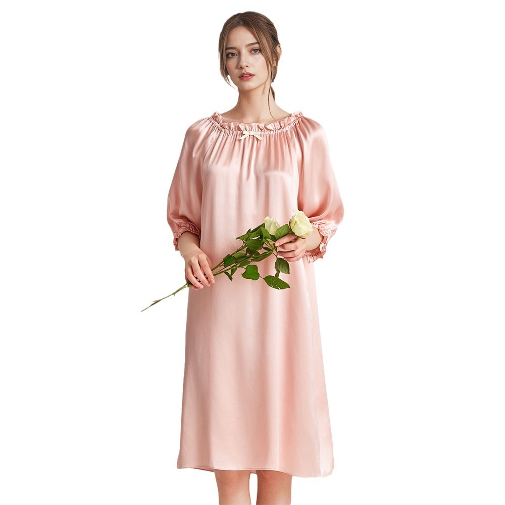 The 16 Momme 100% Mulberry Silk Puff Sleeve Nightgown - Image 5