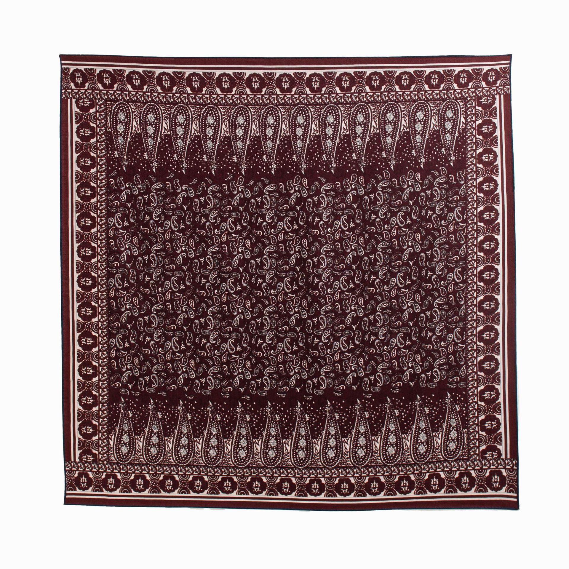 FHZ25-90211-1 Hand Rolled - Double-sided Wine Red Blue Paisley