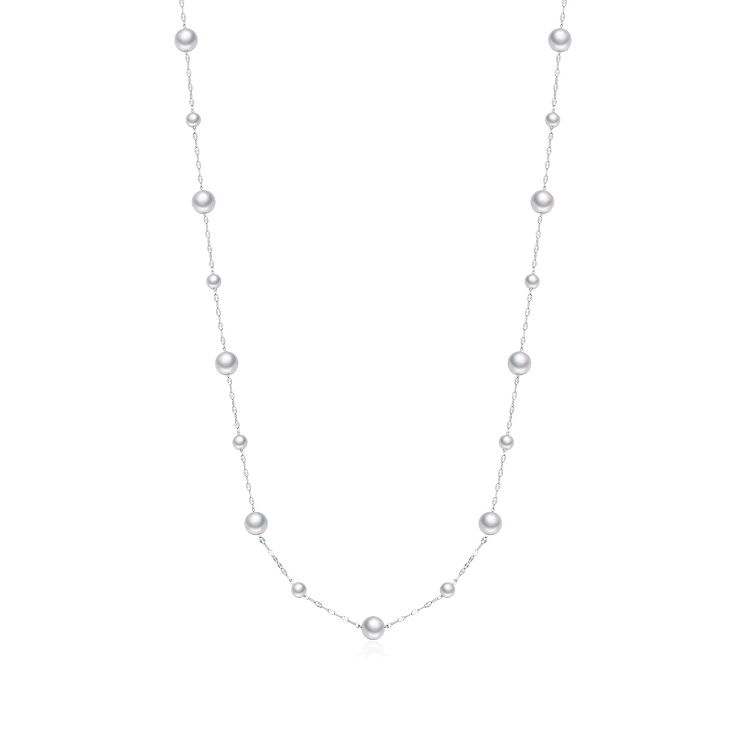 The S925 Sterling Silver Crystal Pearl Sweater Chain Necklace - Image 5