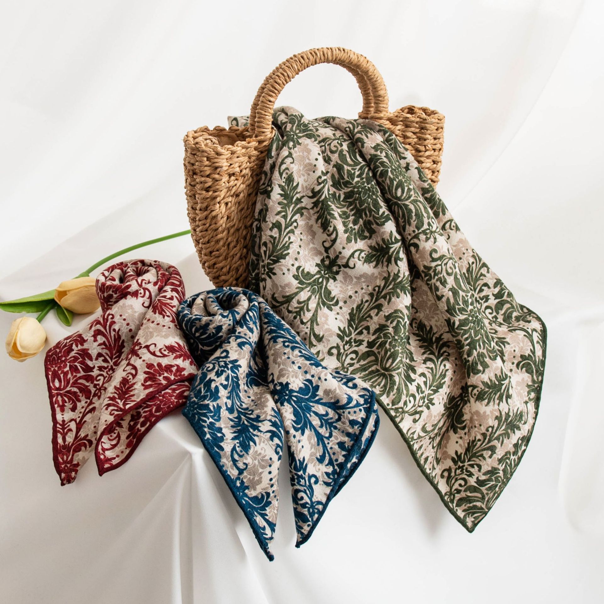 The Blue Paisley Silk Wool Double-Sided Scarf