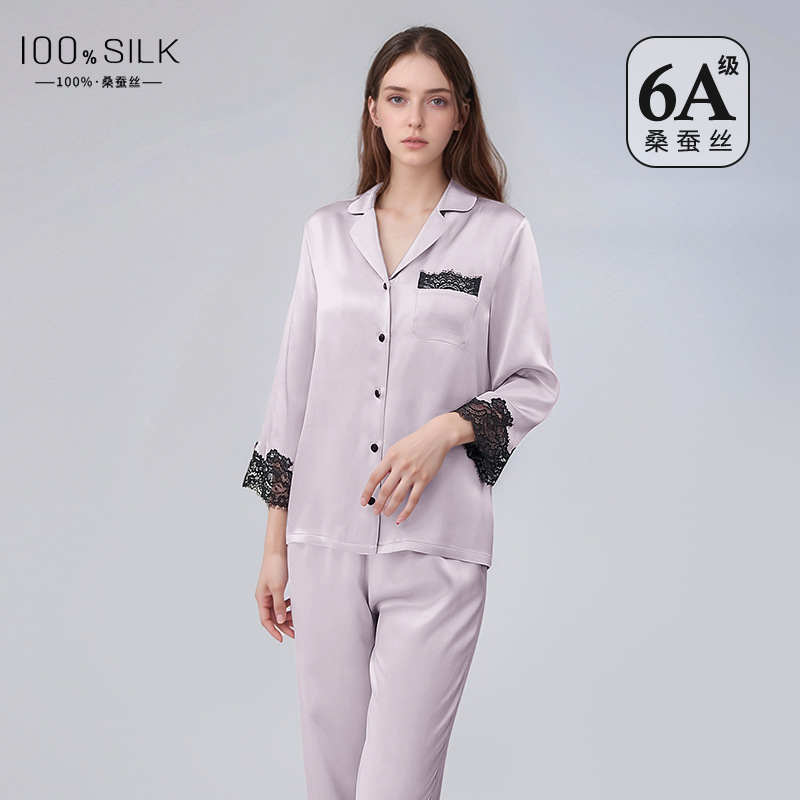 The 100% Mulberry Silk Long Sleeve Pajama Set - Image 3