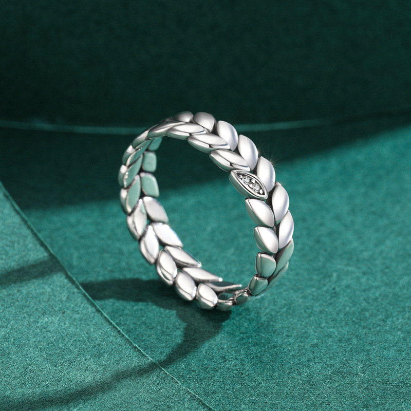 The S925 Silver Lucky Leaf Ring and Earring Set - Image 4