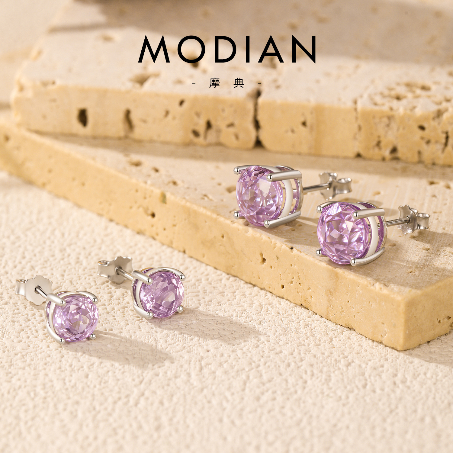 The S925 Silver Violet Rose Cut Simulated Diamond Stud Earrings