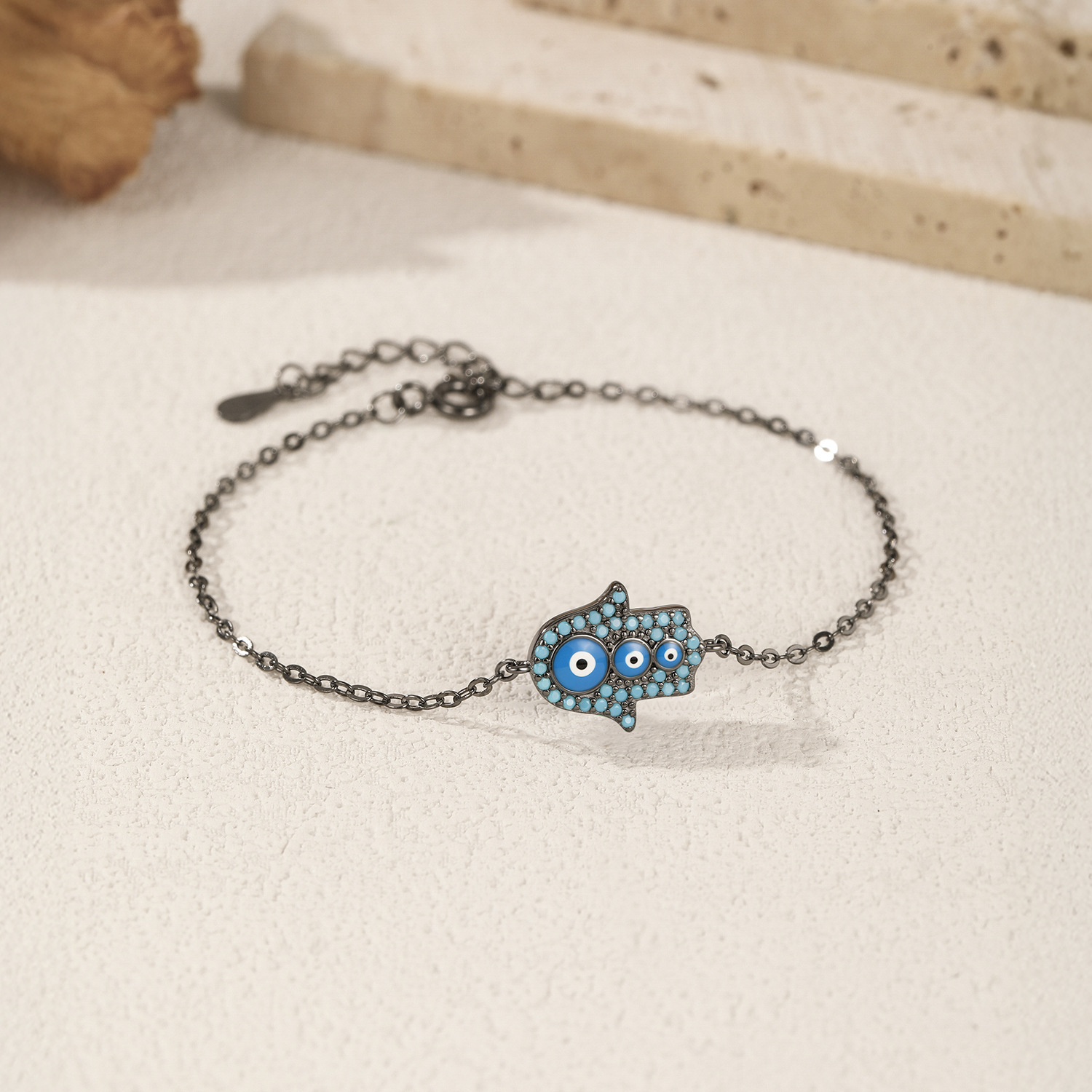 The S925 Sterling Silver Synthetic Turquoise Contrast Color Bracelet - Image 4