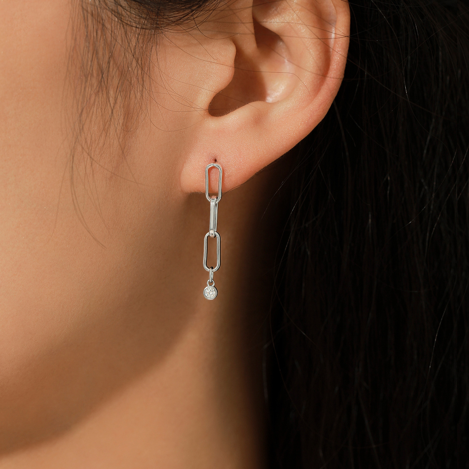 The D Color Moissanite Long Chain Earrings - Image 2
