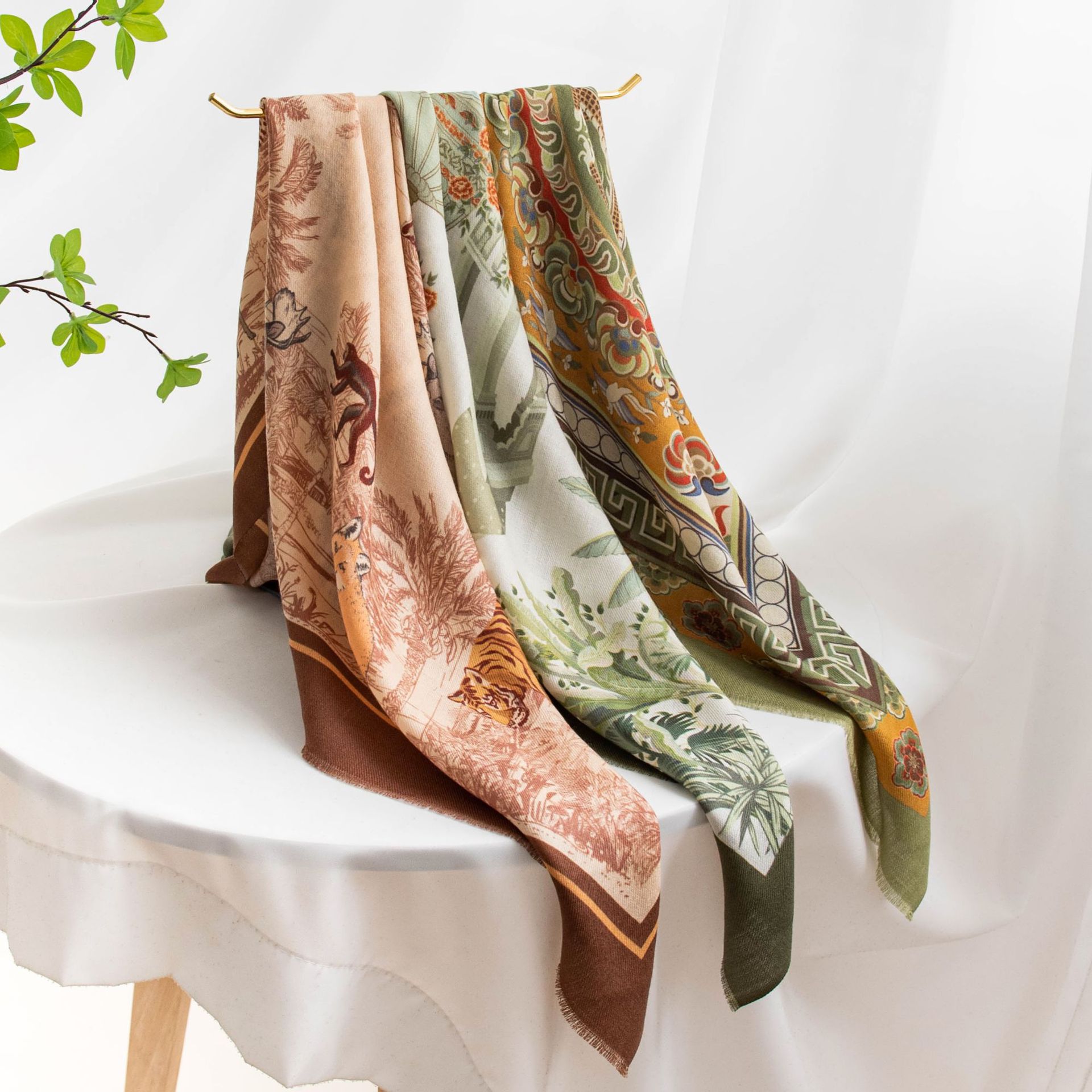 The Silk Wool Houndstooth Scarf Shawl - Image 4