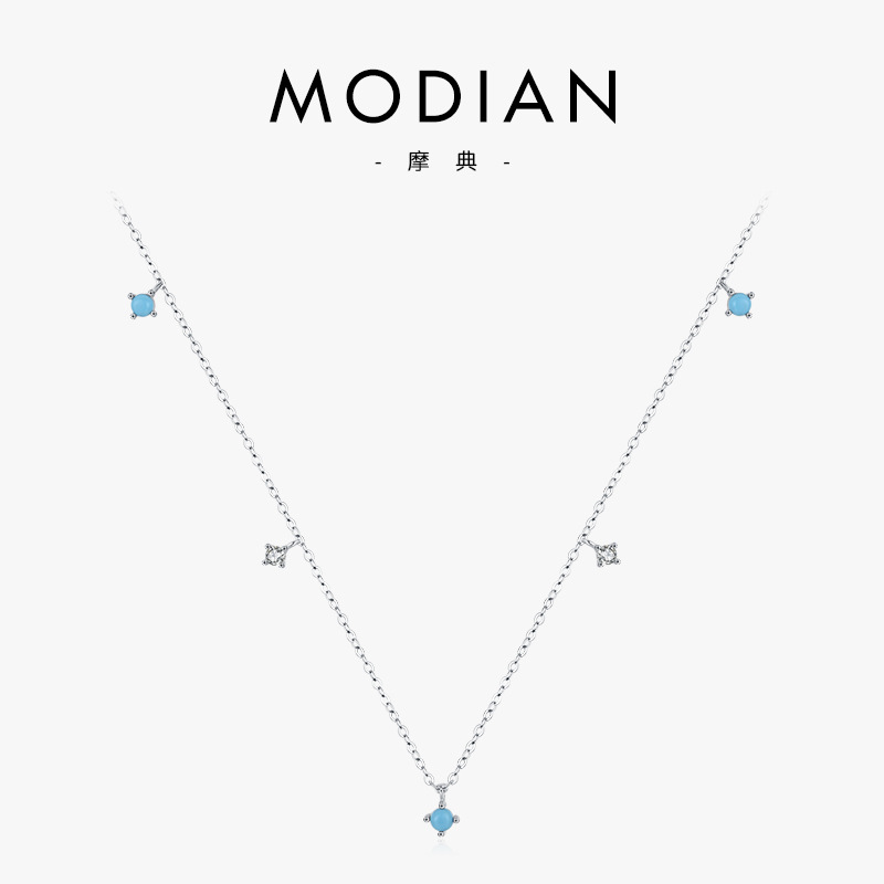 The S925 Sterling Silver Turquoise Collarbone Necklace