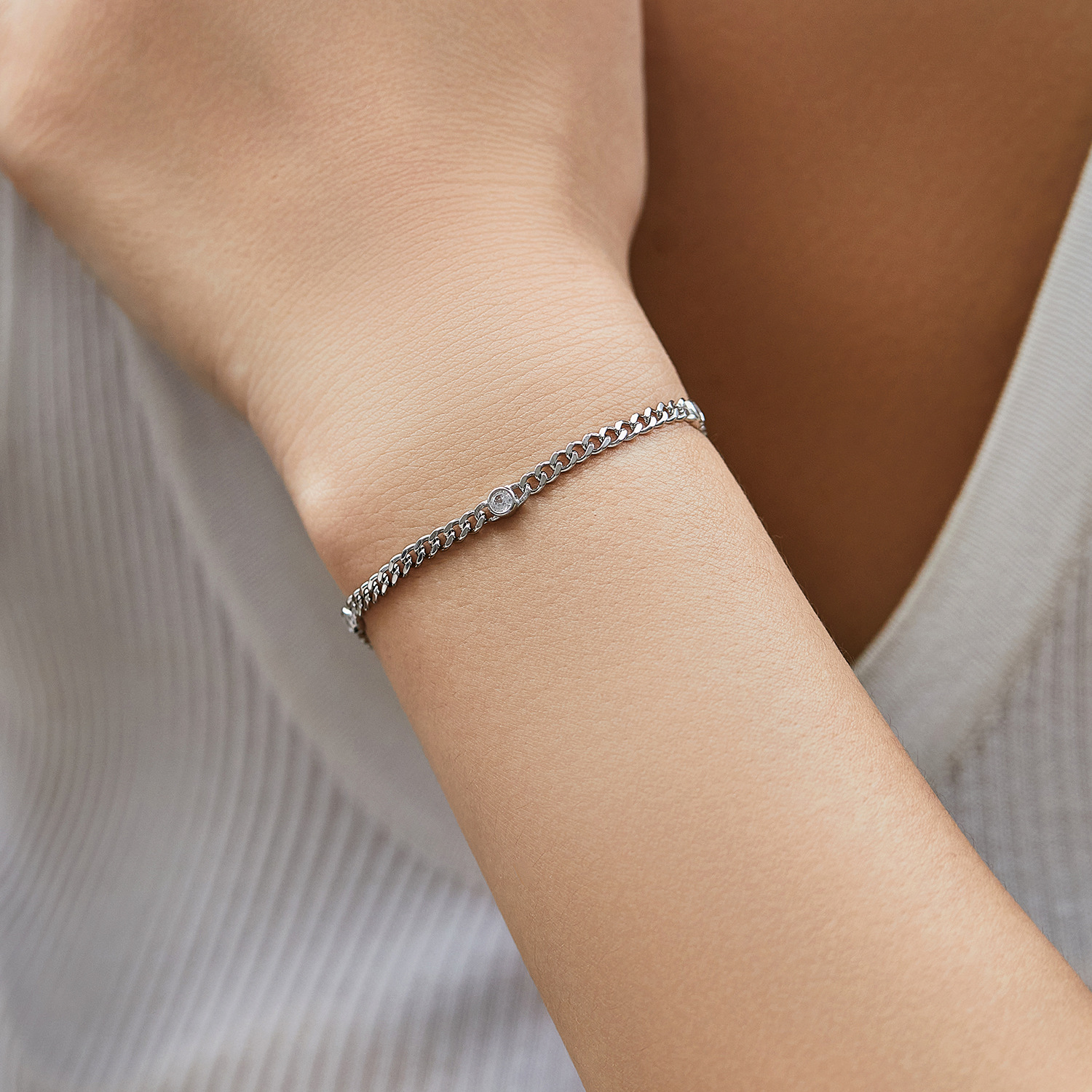 The D Color Moissanite S925 Sterling Silver Punk Bracelet - Image 2