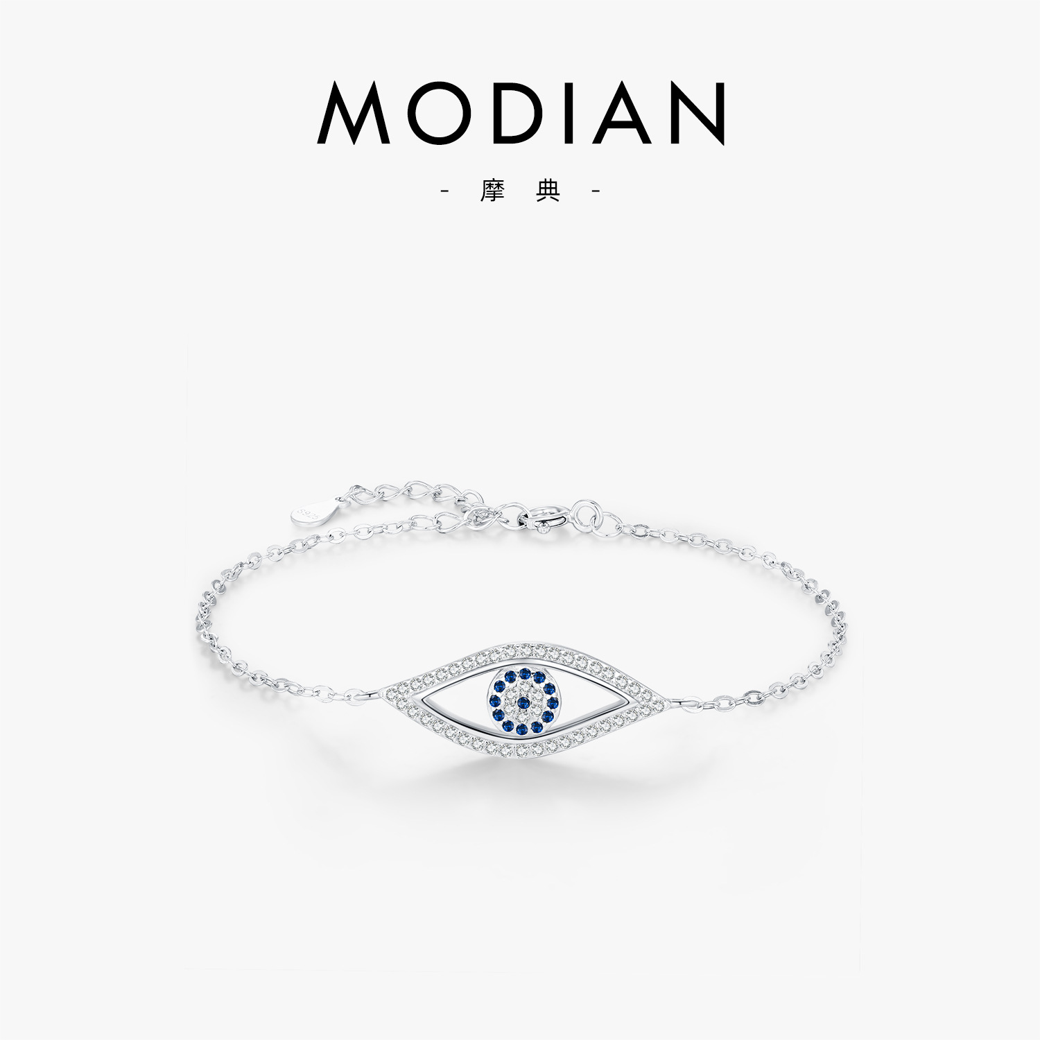 The S925 Sterling Silver Rhinestone Hollow Eye Bracelet