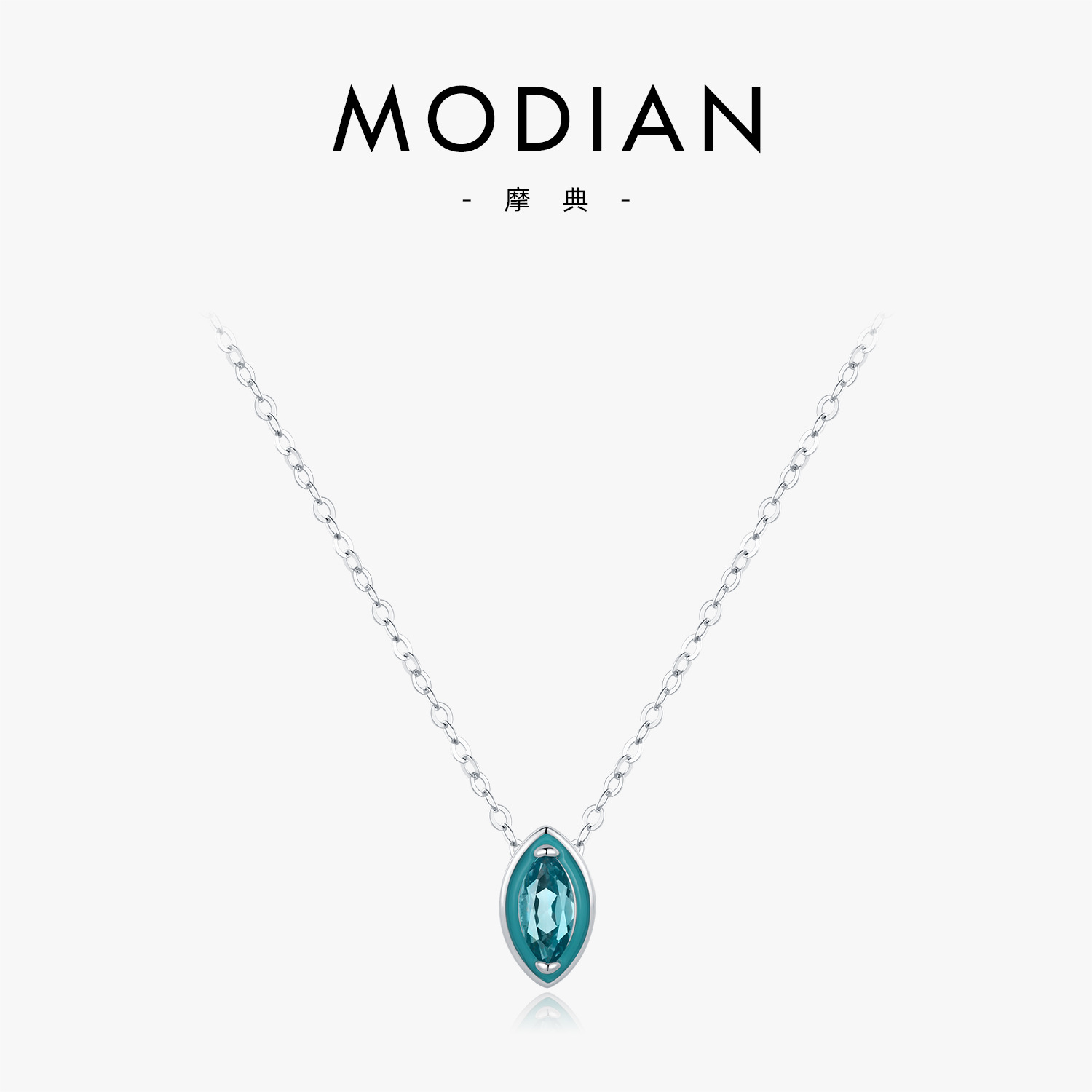 The S925 Sterling Silver Mint Green Geometric Necklace