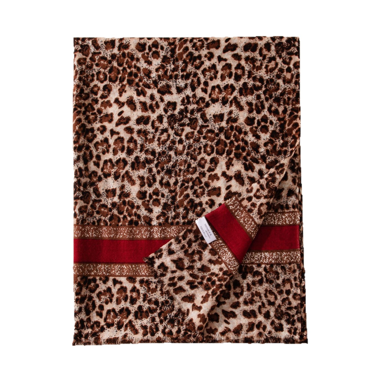 The Leopard Print Wool Thin Scarf - Image 5