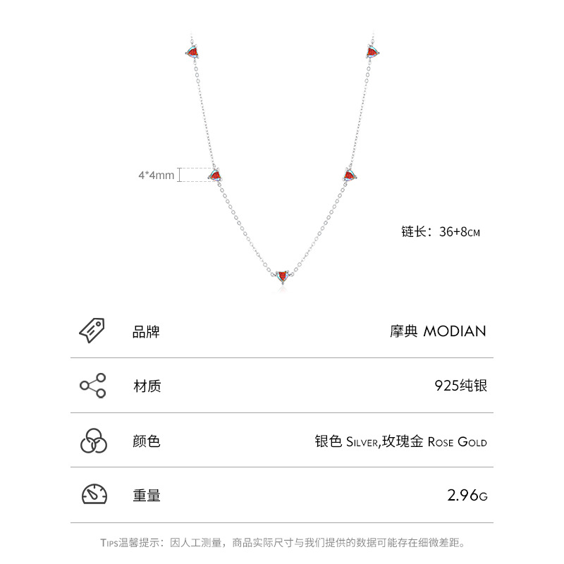 The 925 Sterling Silver Heart Zirconia Collarbone Necklace - Image 3