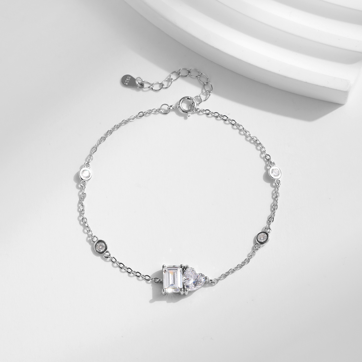 The Geometric Diamond Sterling Silver Bracelet - Image 4