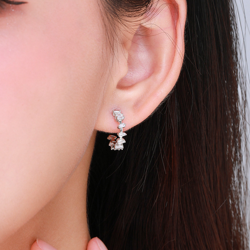The S925 Sterling Silver Simulated Diamond Earrings - Image 2