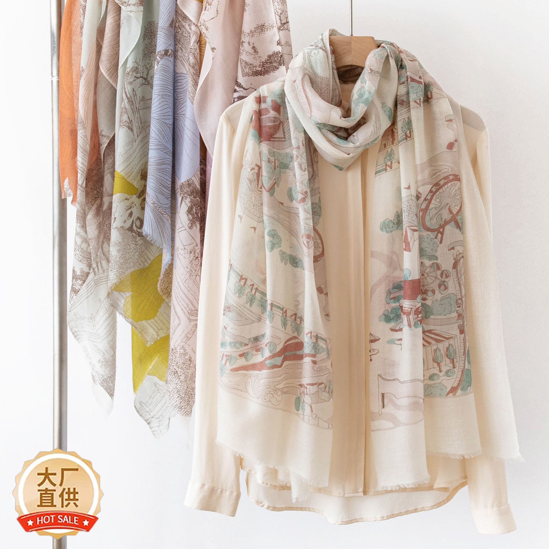 The 100% Cashmere Jacquard Large Shawl