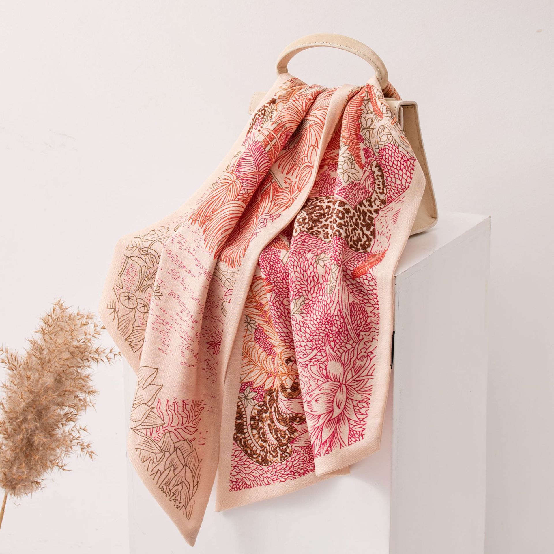 The Double Layer Contrast Silk Wool Scarf - Image 2