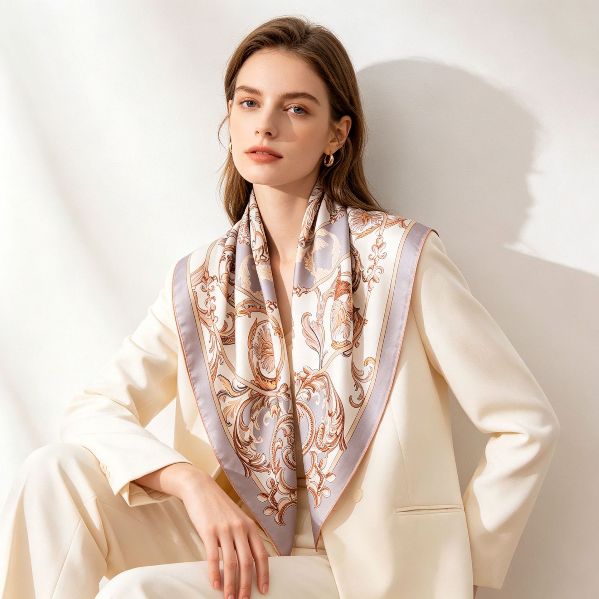 The Hand-Rolled Double-Sided Printed Square Shawl